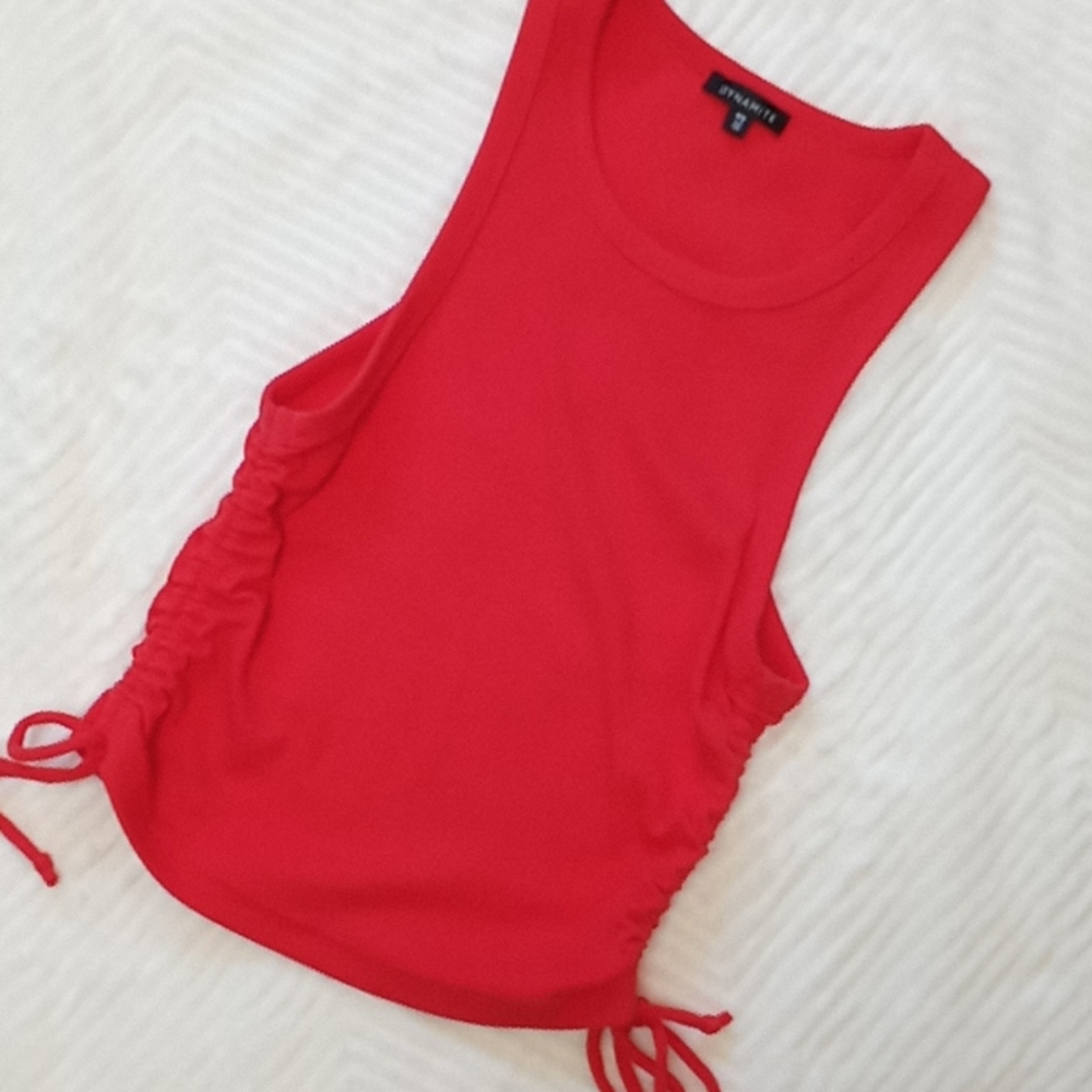Red drawstring tank from Dynamite